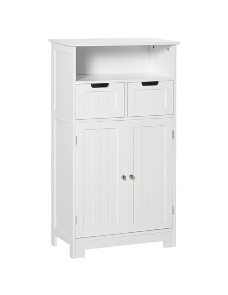 kleankin Bathroom Cabinet, Free Standing Bathroom Storage Cabinet with 2 Drawers and Adjustable Shelf, Small Bathroom Storage Un