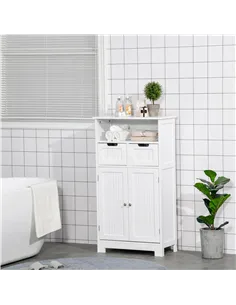 kleankin Bathroom Cabinet, Free Standing Bathroom Storage Cabinet with 2 Drawers and Adjustable Shelf, Small Bathroom Storage Un 2