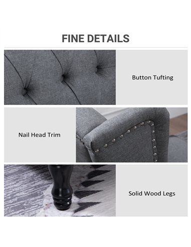 HOMCOM Recliner Armchair, Vintage Reclining Chair with Nail Head Trim, Wingback Chair with Button Tufted Back and Footrest, for 