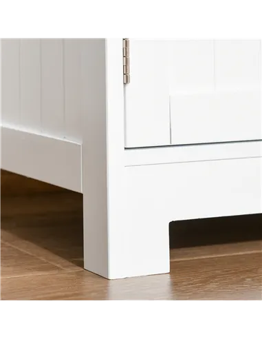 kleankin Bathroom Floor Cabinet, Freestanding Kitchen Cupboard with 2 Drawers, Adjustable Shelves and Tempered Glass Door, Woode