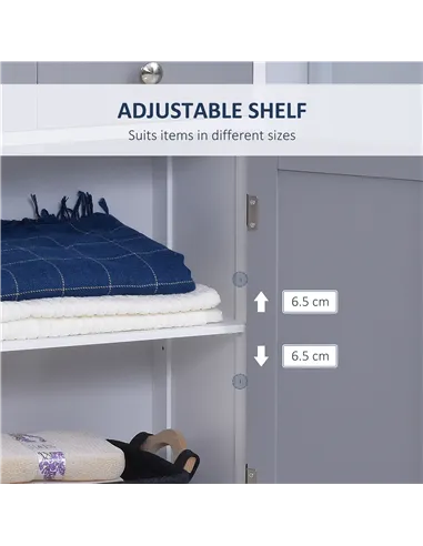 kleankin 75x60cm Freestanding Bathroom Storage Cabinet Unit w/ 2 Drawers Cupboard Adjustable Shelf Metal Handles Traditional Sty