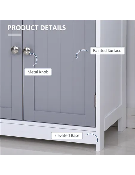 kleankin 75x60cm Freestanding Bathroom Storage Cabinet Unit w/ 2 Drawers Cupboard Adjustable Shelf Metal Handles Traditional Sty