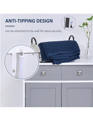 kleankin 75x60cm Freestanding Bathroom Storage Cabinet Unit w/ 2 Drawers Cupboard Adjustable Shelf Metal Handles Traditional Sty