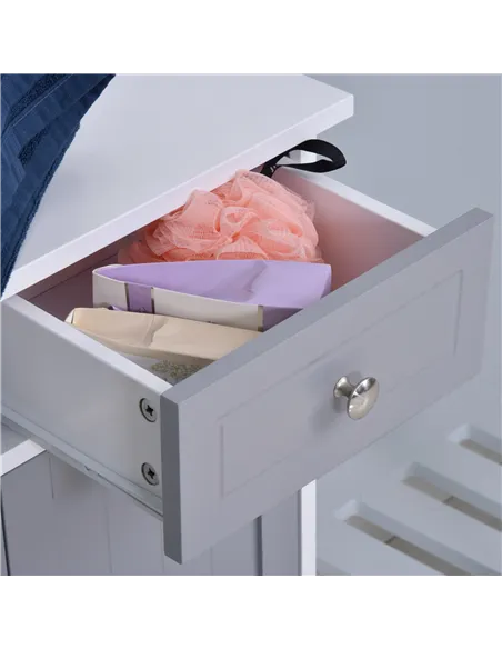 kleankin 75x60cm Freestanding Bathroom Storage Cabinet Unit w/ 2 Drawers Cupboard Adjustable Shelf Metal Handles Traditional Sty