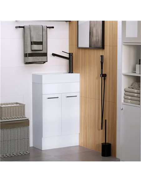 kleankin Under Sink Bathroom Vanity Unit Ceramic Basin Sink Cloakroom Storage Cabinet Home Furniture