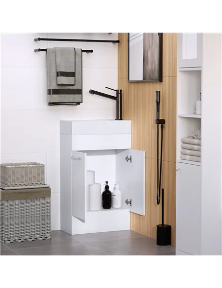 kleankin Under Sink Bathroom Vanity Unit Ceramic Basin Sink Cloakroom Storage Cabinet Home Furniture