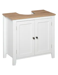 kleankin Under Sink Cabinet, Bathroom Sink Cabinet with 2 Doors, Pedestal Under Sink Design, Freestanding Bathroom Cupboard with