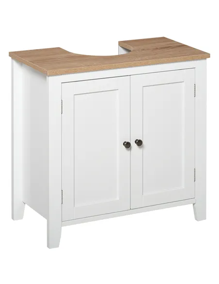 kleankin Under Sink Cabinet, Bathroom Sink Cabinet with 2 Doors, Pedestal Under Sink Design, Freestanding Bathroom Cupboard with