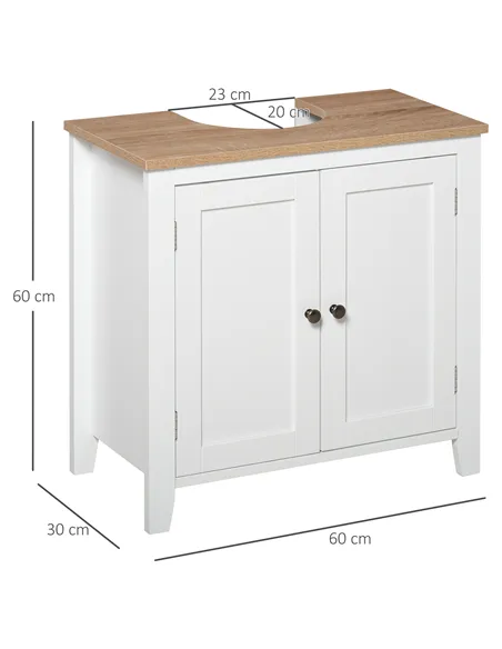kleankin Under Sink Cabinet, Bathroom Sink Cabinet with 2 Doors, Pedestal Under Sink Design, Freestanding Bathroom Cupboard with