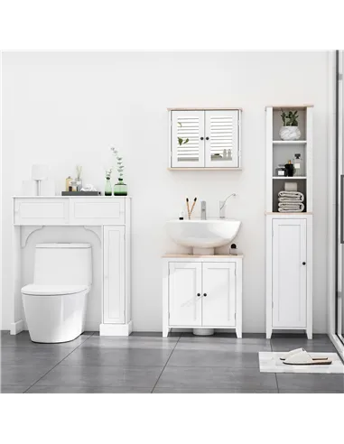 kleankin Under Sink Cabinet, Bathroom Sink Cabinet with 2 Doors, Pedestal Under Sink Design, Freestanding Bathroom Cupboard with
