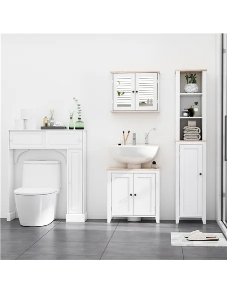 kleankin Under Sink Cabinet, Bathroom Sink Cabinet with 2 Doors, Pedestal Under Sink Design, Freestanding Bathroom Cupboard with