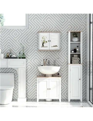 kleankin Under Sink Cabinet, Bathroom Sink Cabinet with 2 Doors, Pedestal Under Sink Design, Freestanding Bathroom Cupboard with