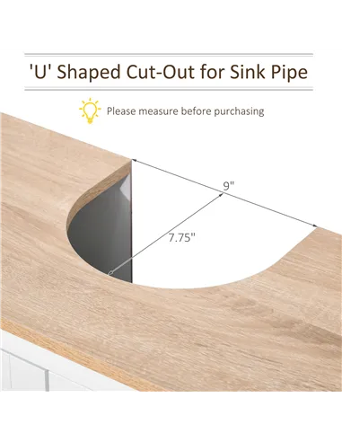 kleankin Under Sink Cabinet, Bathroom Sink Cabinet with 2 Doors, Pedestal Under Sink Design, Freestanding Bathroom Cupboard with