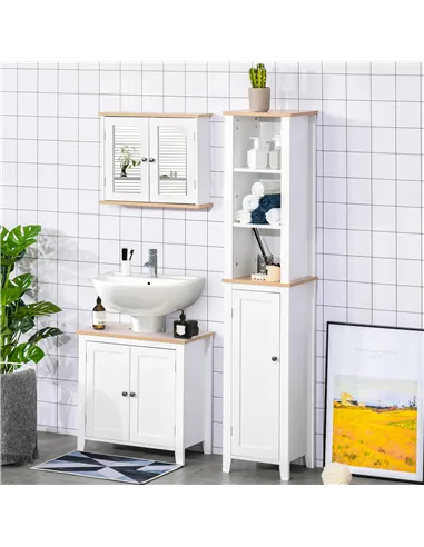 kleankin Under Sink Cabinet, Bathroom Sink Cabinet with 2 Doors, Pedestal Under Sink Design, Freestanding Bathroom Cupboard with