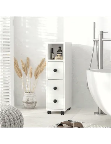 kleankin Slimline Bathroom Storage Cabinet - White