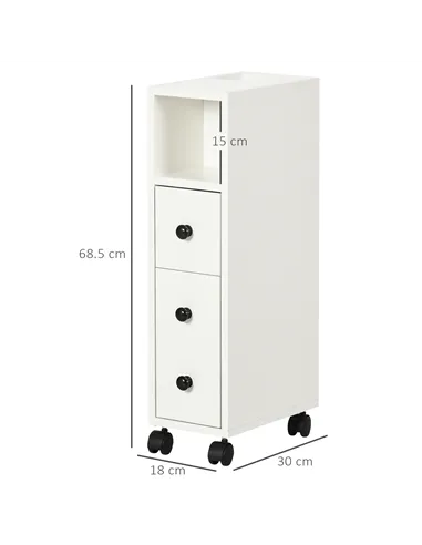 kleankin Slimline Bathroom Storage Cabinet - White