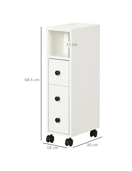 kleankin Slimline Bathroom Storage Cabinet - White