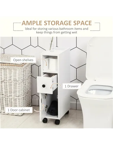 kleankin Slimline Bathroom Storage Cabinet - White