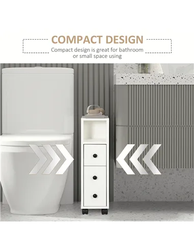 kleankin Slimline Bathroom Storage Cabinet - White