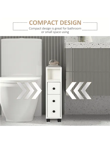 kleankin Slimline Bathroom Storage Cabinet - White