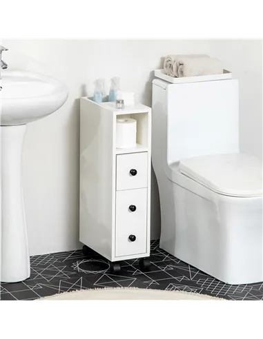 kleankin Slimline Bathroom Storage Cabinet - White