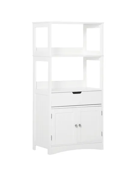 kleankin Bathroom Floor Cabinet, Free Standing Kitchen Cupboard with Shelves, Drawer and Doors, Storage Organizer for Living Roo
