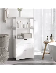 kleankin Bathroom Floor Cabinet, Free Standing Kitchen Cupboard with Shelves, Drawer and Doors, Storage Organizer for Living Roo 2