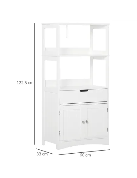 kleankin Bathroom Floor Cabinet, Free Standing Kitchen Cupboard with Shelves, Drawer and Doors, Storage Organizer for Living Roo