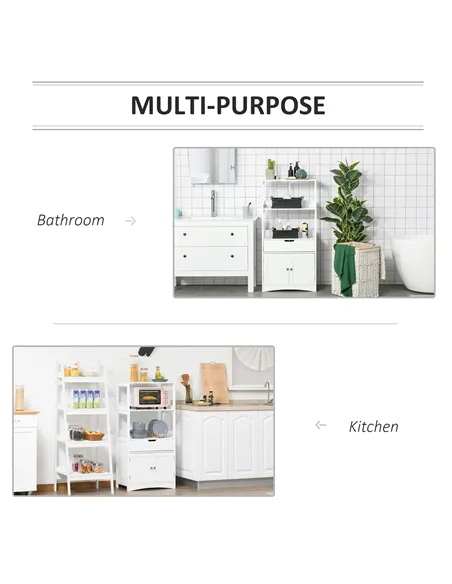 kleankin Bathroom Floor Cabinet, Free Standing Kitchen Cupboard with Shelves, Drawer and Doors, Storage Organizer for Living Roo