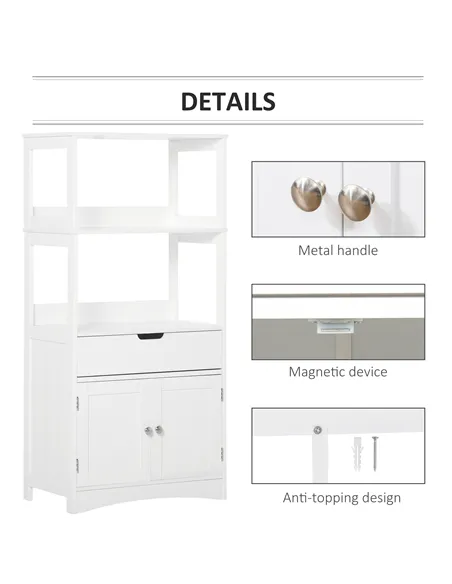 kleankin Bathroom Floor Cabinet, Free Standing Kitchen Cupboard with Shelves, Drawer and Doors, Storage Organizer for Living Roo
