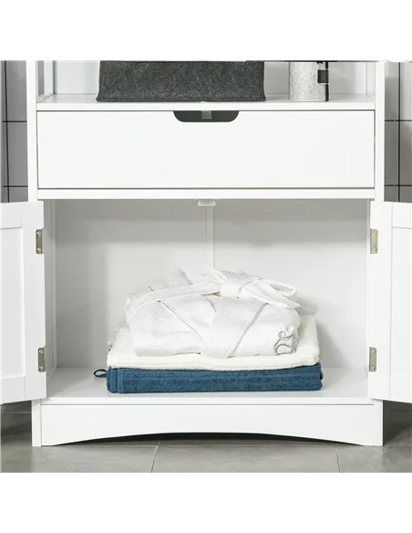 kleankin Bathroom Floor Cabinet, Free Standing Kitchen Cupboard with Shelves, Drawer and Doors, Storage Organizer for Living Roo