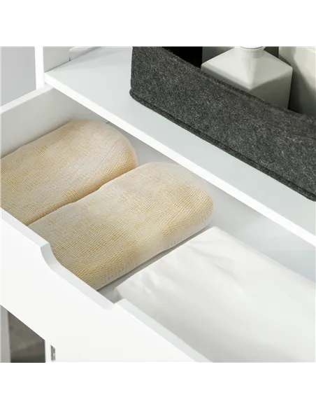 kleankin Bathroom Floor Cabinet, Free Standing Kitchen Cupboard with Shelves, Drawer and Doors, Storage Organizer for Living Roo