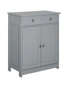 kleankin 75x60cm Freestanding Bathroom Storage Cabinet Unit w/ 2 Drawers Cupboard Adjustable Shelf Metal Handles Traditional Sty