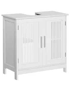 kleankin Modern Under Sink Cabinet with 2 Doors, Bathroom Vanity Unit, Pedestal Under Sink Design, Storage Cupboard with Adjusta