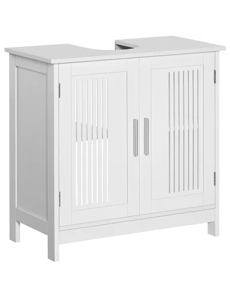 kleankin Modern Under Sink Cabinet with 2 Doors, Bathroom Vanity Unit, Pedestal Under Sink Design, Storage Cupboard with Adjusta