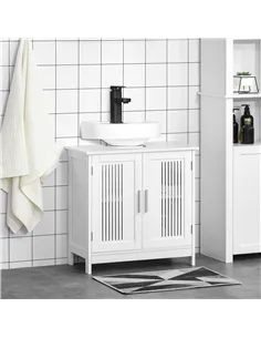 kleankin Modern Under Sink Cabinet with 2 Doors, Bathroom Vanity Unit, Pedestal Under Sink Design, Storage Cupboard with Adjusta 2
