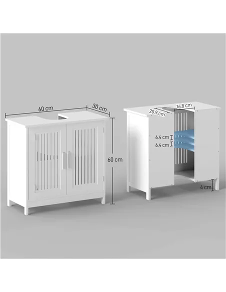 kleankin Modern Under Sink Cabinet with 2 Doors, Bathroom Vanity Unit, Pedestal Under Sink Design, Storage Cupboard with Adjusta