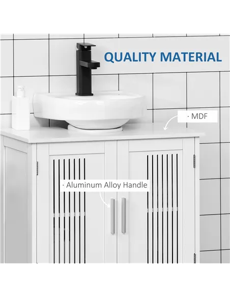 kleankin Modern Under Sink Cabinet with 2 Doors, Bathroom Vanity Unit, Pedestal Under Sink Design, Storage Cupboard with Adjusta
