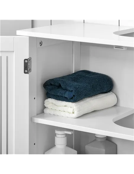 kleankin Modern Under Sink Cabinet with 2 Doors, Bathroom Vanity Unit, Pedestal Under Sink Design, Storage Cupboard with Adjusta