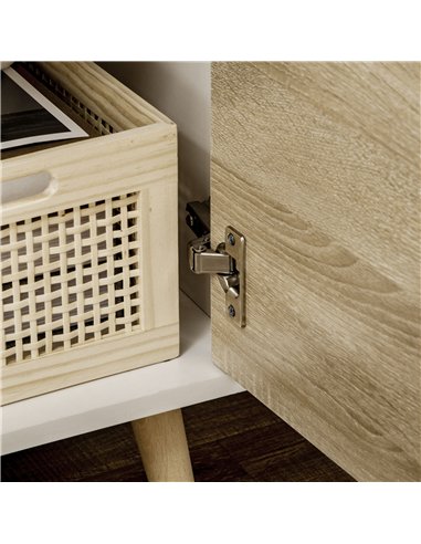 HOMCOM TV Unit Cabinet for TVs up to 50 Inches, TV Stand with Storage Cabinets and Drawer for Living Room and Bedroom, Natural