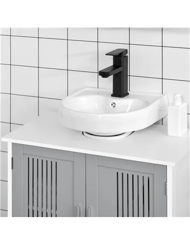 kleankin Modern Under Sink Cabinet with 2 Doors, Bathroom Vanity Unit, Pedestal Under Sink Design, Storage Cupboard with Adjusta