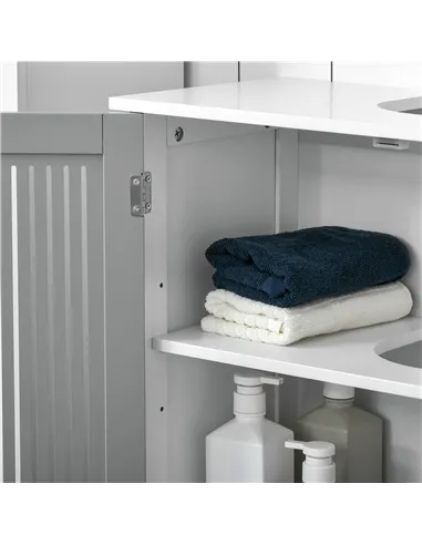 kleankin Modern Under Sink Cabinet with 2 Doors, Bathroom Vanity Unit, Pedestal Under Sink Design, Storage Cupboard with Adjusta