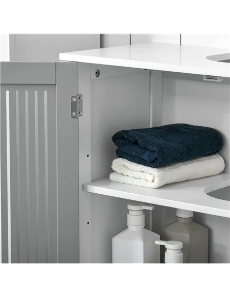 kleankin Modern Under Sink Cabinet with 2 Doors, Bathroom Vanity Unit, Pedestal Under Sink Design, Storage Cupboard with Adjusta