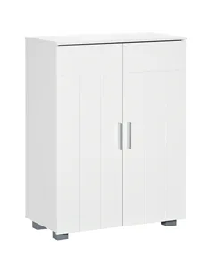 kleankin Modern Bathroom Floor Cabinet, Free Standing Linen Cabinet, Storage Cupboard with 3 Tier Shelves, White