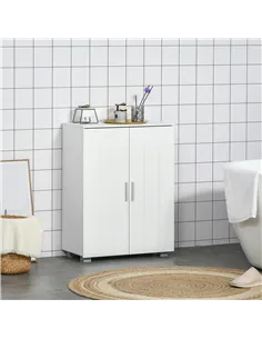 kleankin Modern Bathroom Floor Cabinet, Free Standing Linen Cabinet, Storage Cupboard with 3 Tier Shelves, White 2