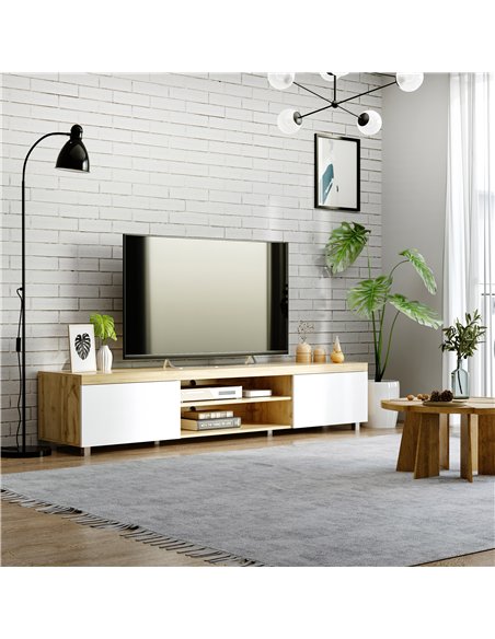HOMCOM Modern TV unit Cabinet Entertainment Centre for TVs up to 90" w/ Cabinet Shelf for Living room Bedroom