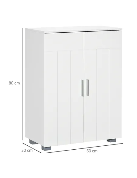 kleankin Modern Bathroom Floor Cabinet, Free Standing Linen Cabinet, Storage Cupboard with 3 Tier Shelves, White
