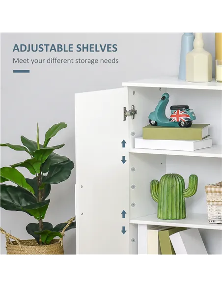 kleankin Modern Bathroom Floor Cabinet, Free Standing Linen Cabinet, Storage Cupboard with 3 Tier Shelves, White