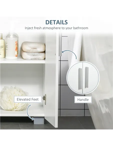 kleankin Modern Bathroom Floor Cabinet, Free Standing Linen Cabinet, Storage Cupboard with 3 Tier Shelves, White