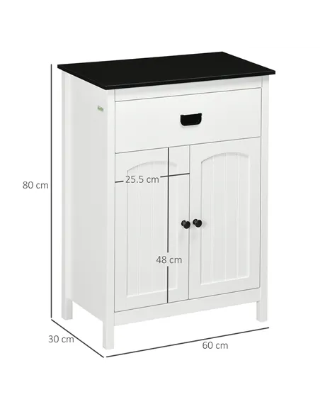 kleankin Bathroom Cabinet, Bathroom Storage Unit with Drawer, Double Door Cabinet, Adjustable Shelf for Living Room, White